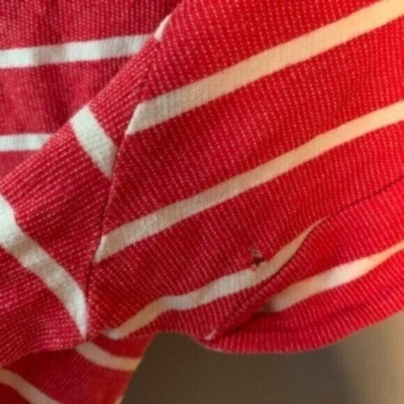 Delia’s Short Sleeve Sweater Wide Neck Red White Stripe L - Picture 8 of 9